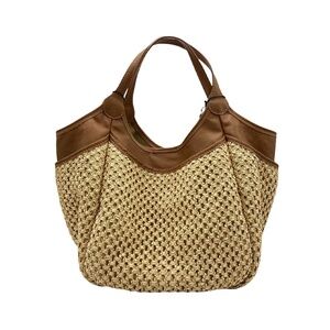 Marco Masi 3339 - Straw and Calfskin Sand and Acorn Tote Bag